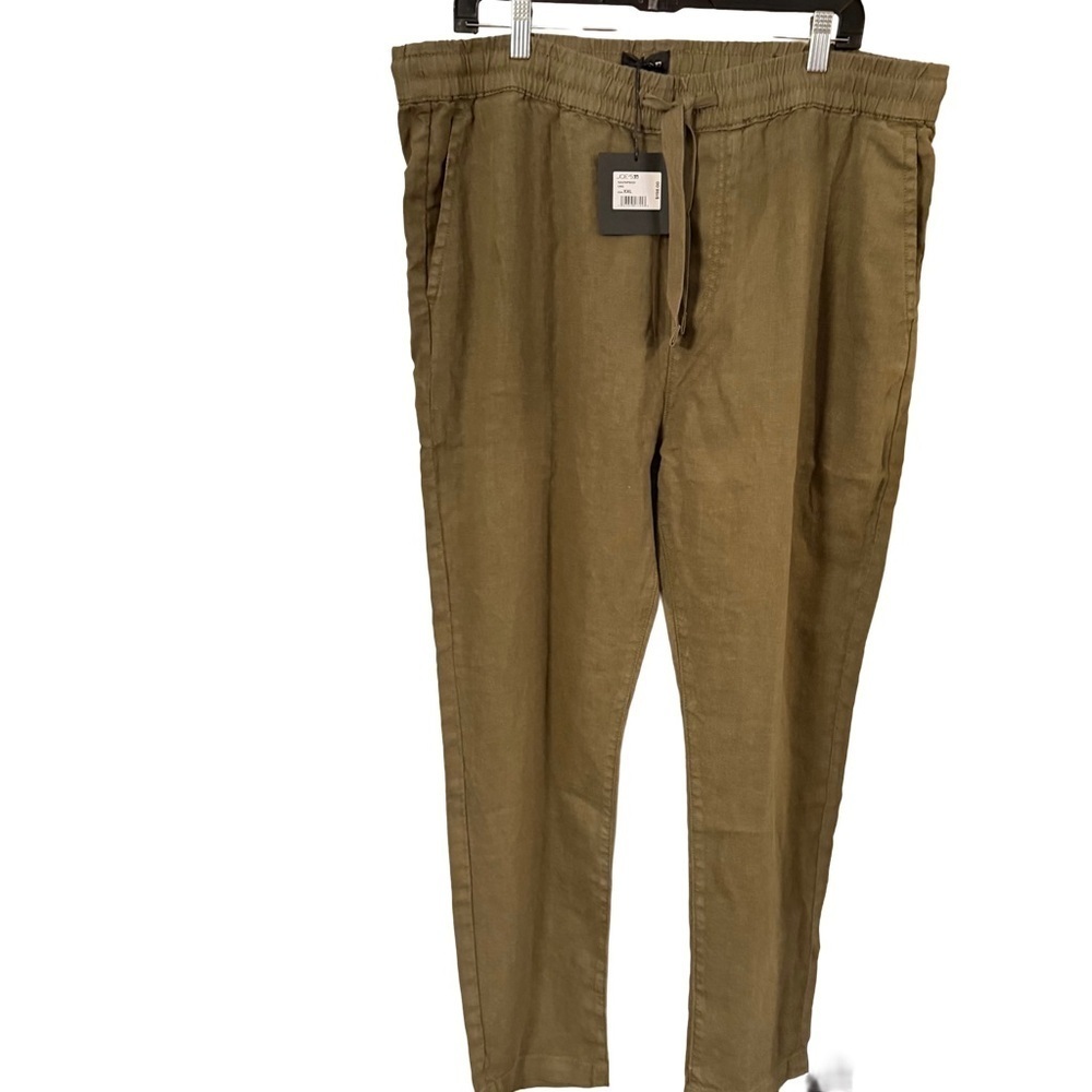 Joe’s Men’s Soder Slim Linen Pants Olive Green Stretch Waist Size XXL NWT
